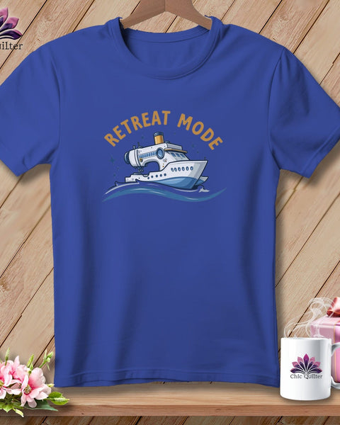 MyDesigns Physical Item S / Heather True Royal Sewing Ship Retreat Mode ~ Relaxed Fit Tee