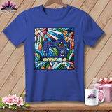 MyDesigns Physical Item S / Heather True Royal Stained Glass Stitches ~ Relaxed Fit Tee