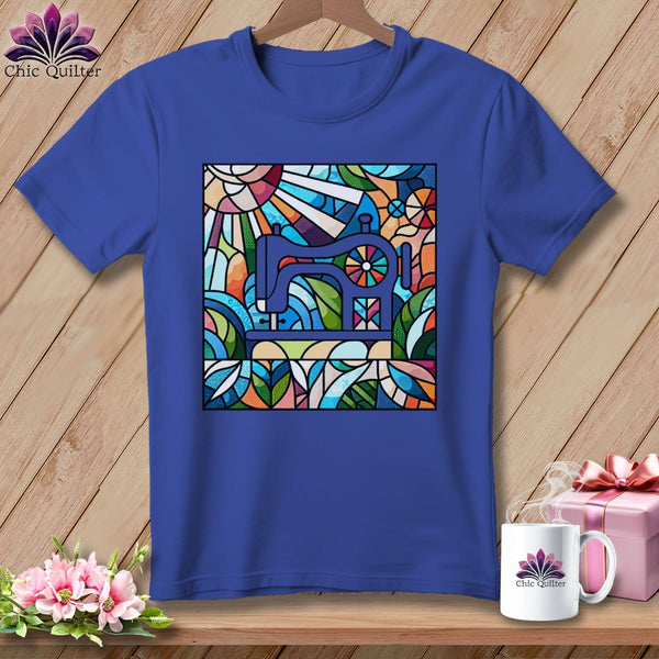 MyDesigns Physical Item S / Heather True Royal Stained Glass Stitches ~ Relaxed Fit Tee