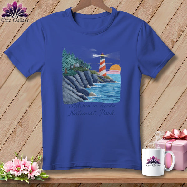 MyDesigns Physical Item S / Heather True Royal Stitchin' in Acadia National Park ~ Relaxed Fit Tee