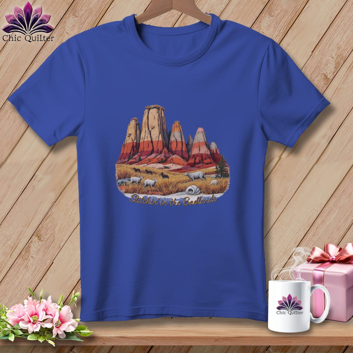 MyDesigns Physical Item S / Heather True Royal Stitchin' in Badlands National Park ~ Relaxed Fit Tee