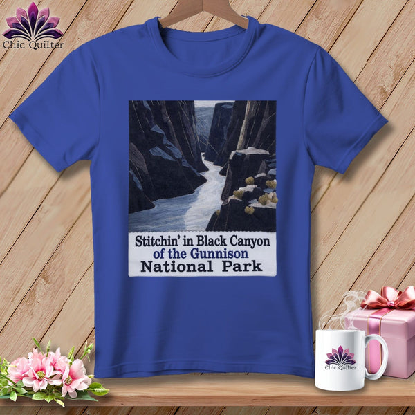 MyDesigns Physical Item S / Heather True Royal Stitchin' in Black Canyon of the Gunnison National Park ~ Relaxed Fit Tee