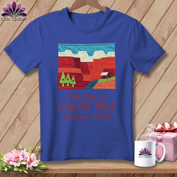 MyDesigns Physical Item S / Heather True Royal Stitchin' in Capitol Reef National Park ~ Relaxed Fit Tee