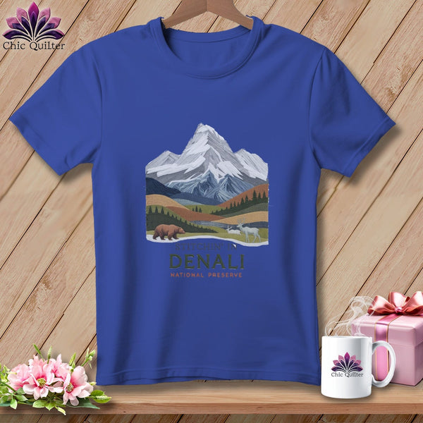 MyDesigns Physical Item S / Heather True Royal Stitchin' in Denali National Park and Preserve ~ Relaxed Fit Tee