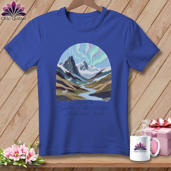 MyDesigns Physical Item S / Heather True Royal Stitchin' in Gates of the Arctic National Park and Preserve ~ Relaxed Fit Tee