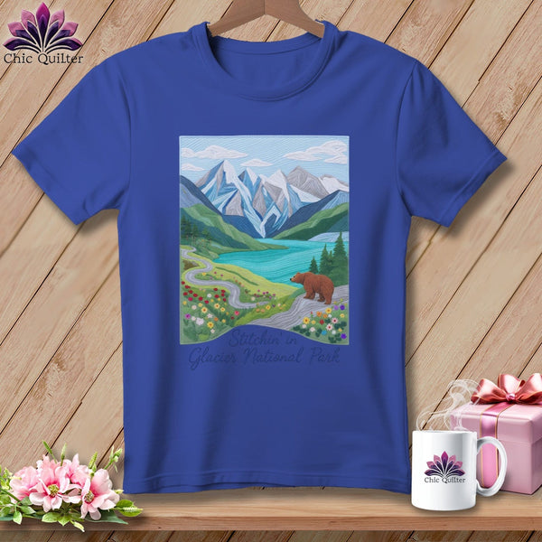 MyDesigns Physical Item S / Heather True Royal Stitchin' in Glacier National Park ~ Relaxed Fit Tee