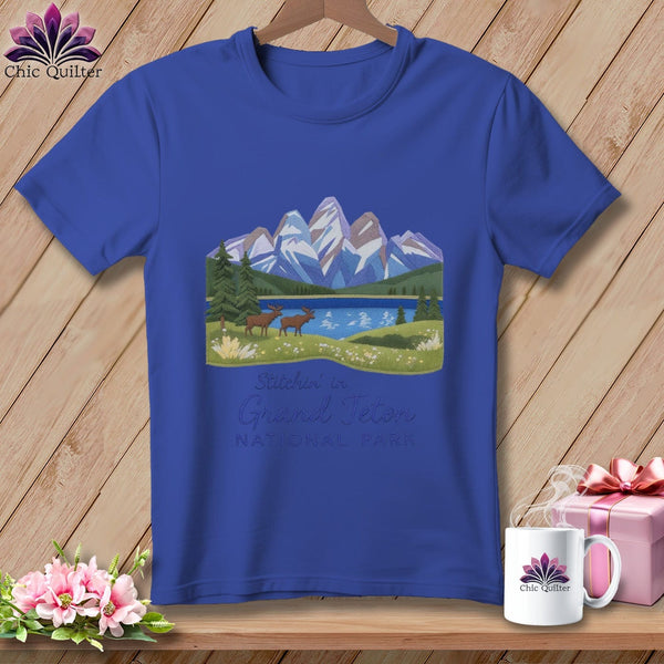 MyDesigns Physical Item S / Heather True Royal Stitchin' in Grand Teton National Park ~ Relaxed Fit Tee