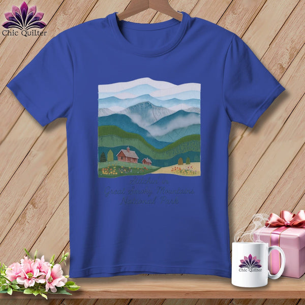 MyDesigns Physical Item S / Heather True Royal Stitchin' in Great Smoky Mountains National Park ~ Relaxed Fit Tee