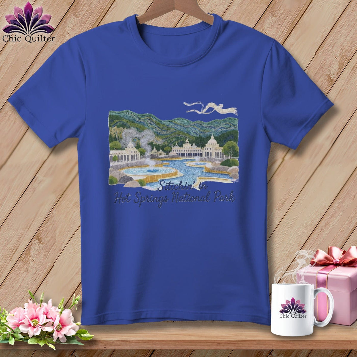 MyDesigns Physical Item S / Heather True Royal Stitchin' in Hot Springs National Park ~ Relaxed Fit Tee