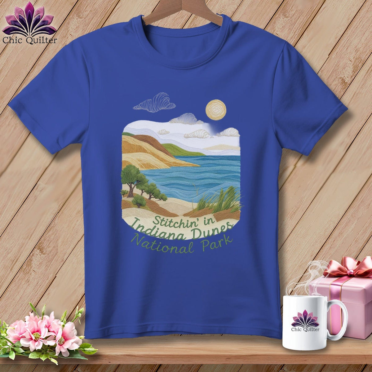 MyDesigns Physical Item S / Heather True Royal Stitchin' in Indiana Dunes National Park ~ Relaxed Fit Tee