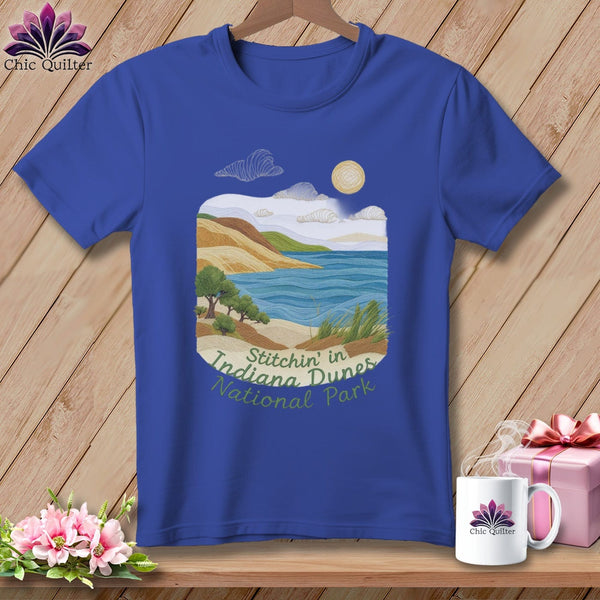 MyDesigns Physical Item S / Heather True Royal Stitchin' in Indiana Dunes National Park ~ Relaxed Fit Tee