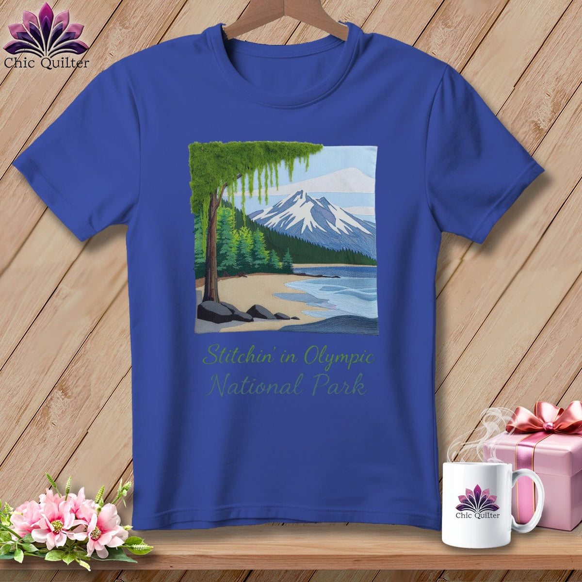 MyDesigns Physical Item S / Heather True Royal Stitchin' in Olympic National Park ~ Relaxed Fit Tee