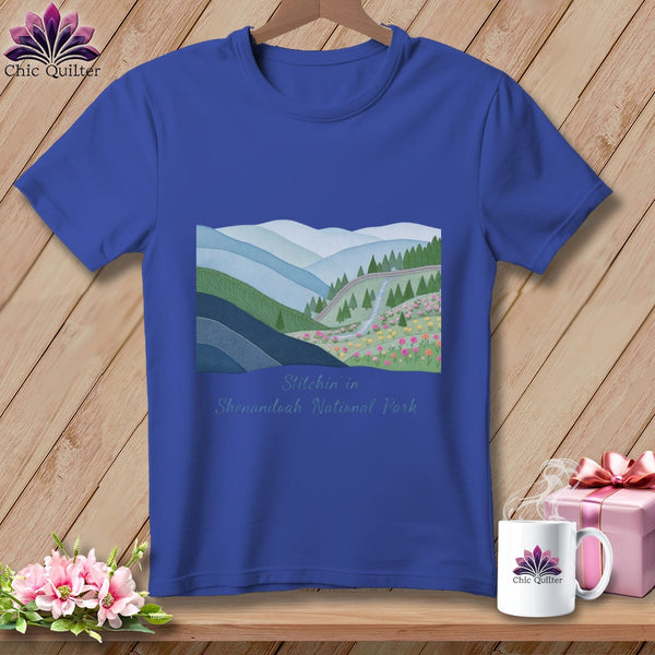 MyDesigns Physical Item S / Heather True Royal Stitchin' in Shenandoah National Park ~ Relaxed Fit Tee
