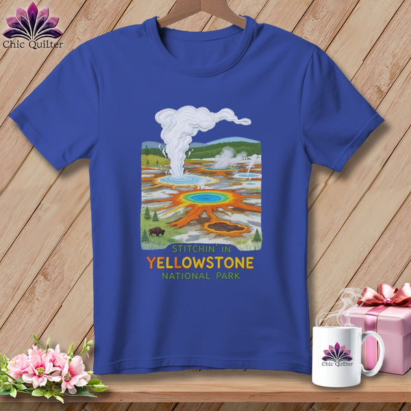 MyDesigns Physical Item S / Heather True Royal Stitchin' in Yellowstone National Park ~ Relaxed Fit Tee