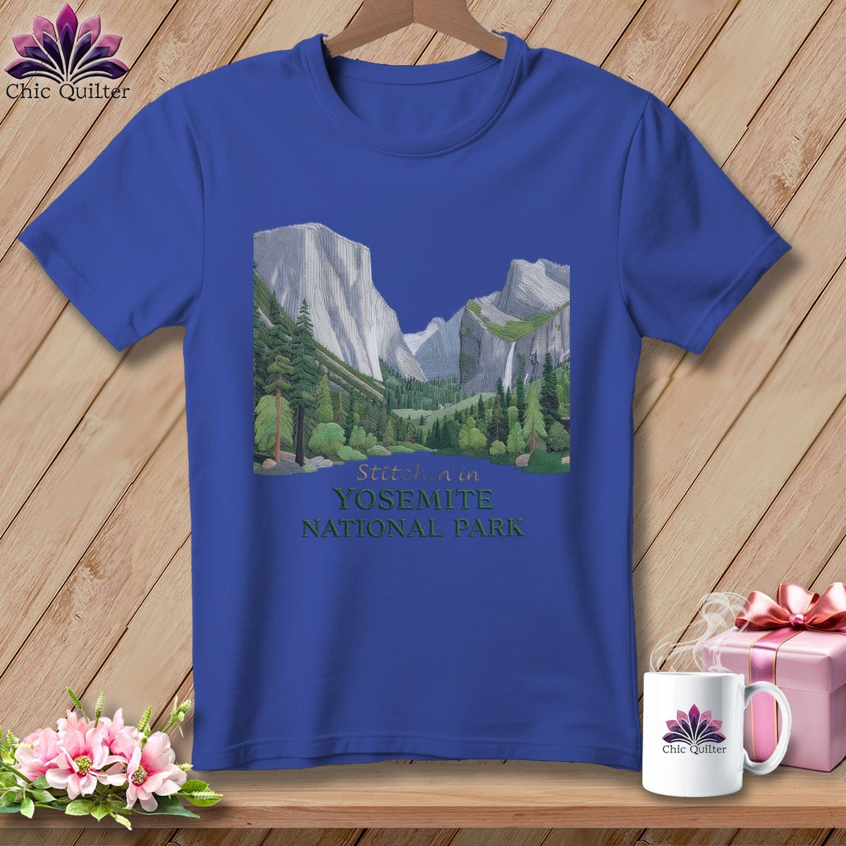 MyDesigns Physical Item S / Heather True Royal Stitchin' in Yosemite National Park ~ Relaxed Fit Tee