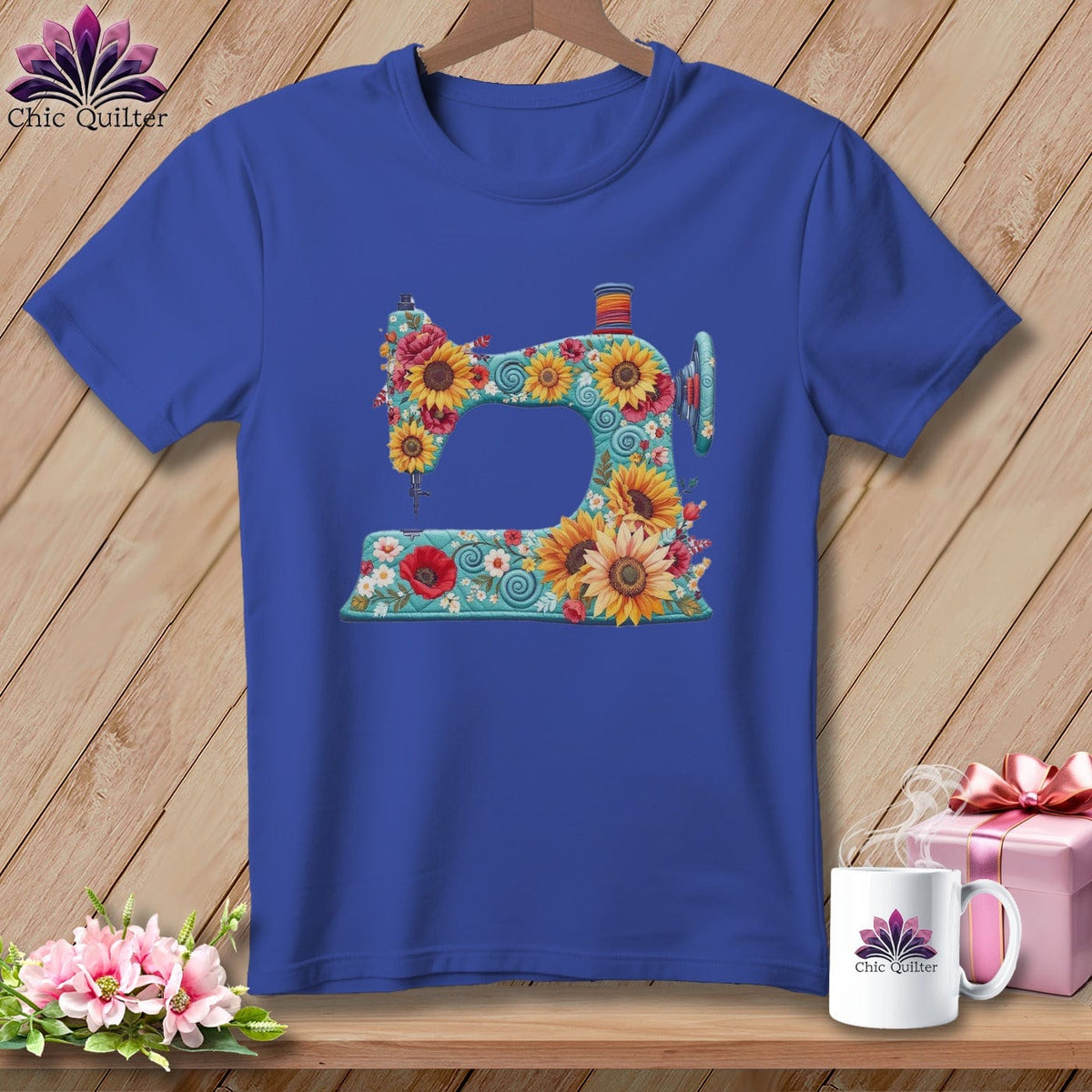 MyDesigns Physical Item S / Heather True Royal Sunflower Sew Dayz ~ Relaxed Fit Tee