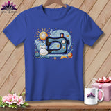 MyDesigns Physical Item S / Heather True Royal Zen Kitty Quilter ~ Relaxed Fit Tee