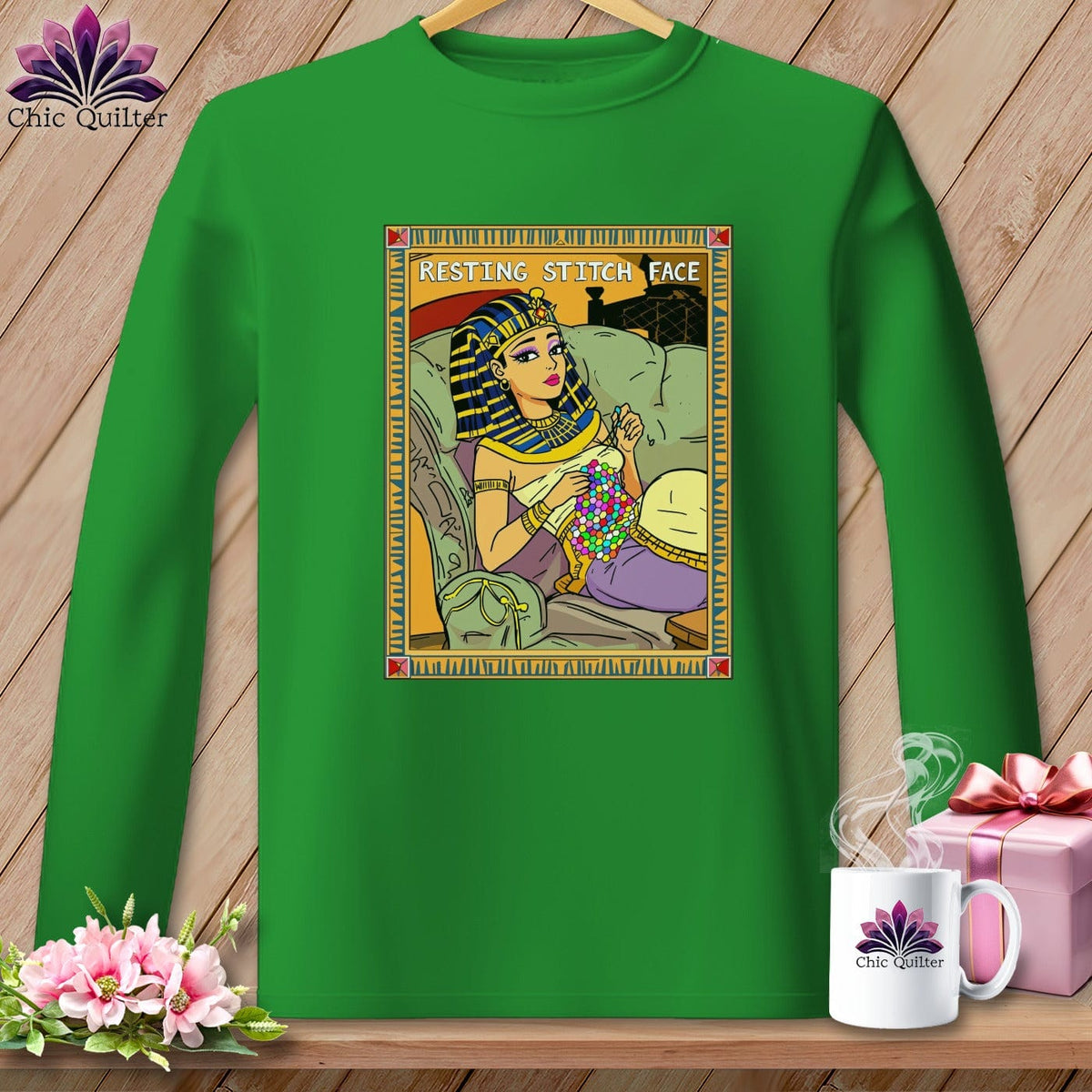 MyDesigns Physical Item S / Irish Green Cleo Patch Ra - Resting Stitch Face ~ Long Sleeve Tee