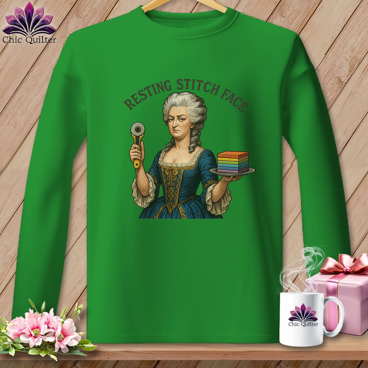 MyDesigns Physical Item S / Irish Green Marie FabCakes-Nette - Resting Stitch Face ~ Long Sleeve Tee