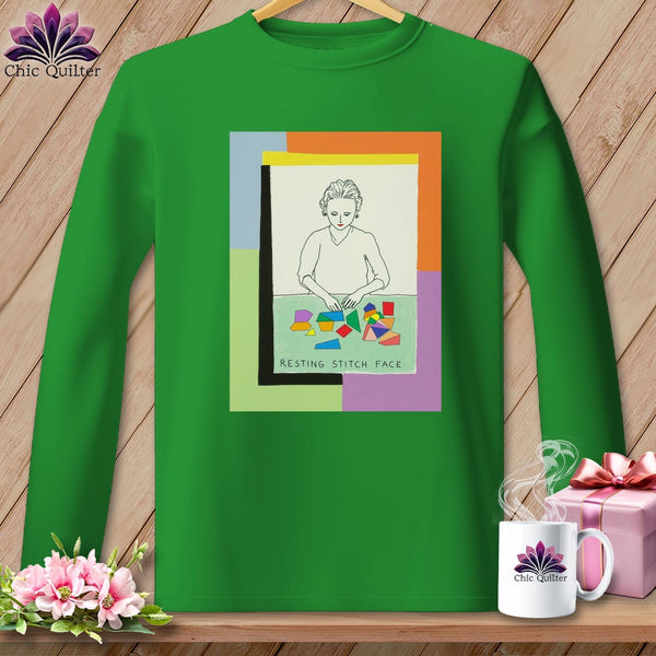 MyDesigns Physical Item S / Irish Green Sew-Nia Delaunay - Resting Stitch Face ~ Long Sleeve Tee