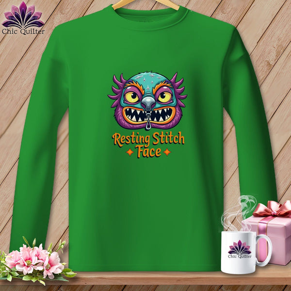 MyDesigns Physical Item S / Irish Green Snipzilla - Resting Stitch Face ~ Long Sleeve Tee