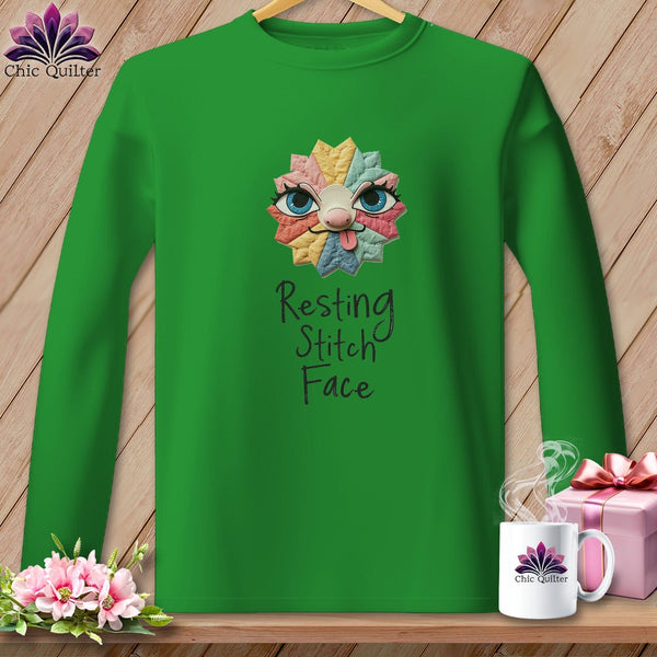 MyDesigns Physical Item S / Irish Green Tongue - Resting Stitch Face ~ Long Sleeve Tee
