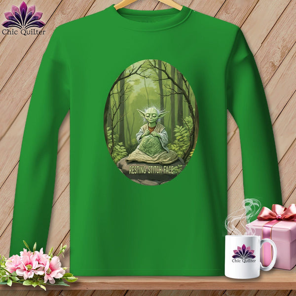 MyDesigns Physical Item S / Irish Green Yo-Yo-Da - Resting Stitch Face ~ Long Sleeve Tee