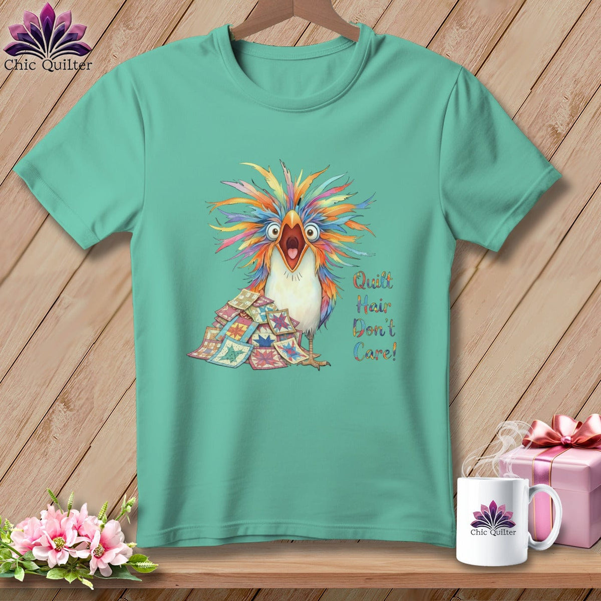 MyDesigns Physical Item S / Island Reef Quilt Hair Don’t Care ~ Chaos Finch ~ Premium Tee