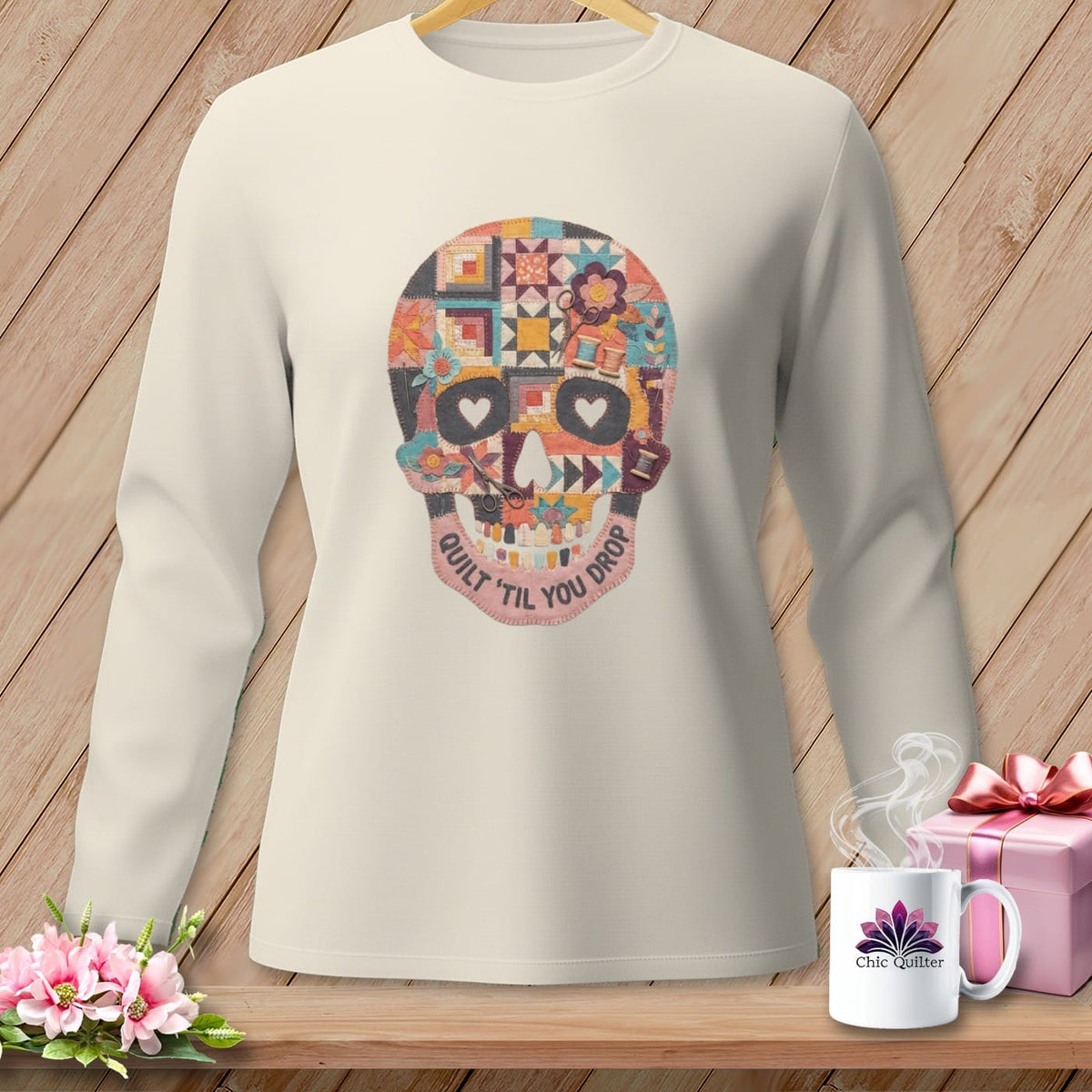MyDesigns Physical Item S / Ivory Quilt 'Til You Drop ~ Long Sleeve Tee
