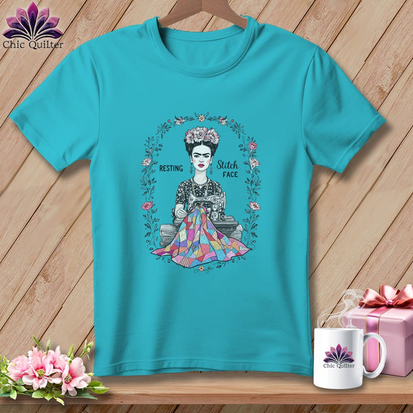 MyDesigns Physical Item S / Lagoon Blue Fray-da Kahio - Resting Stitch Face ~ Premium Tee