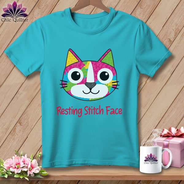 MyDesigns Physical Item S / Lagoon Blue Patchwork Smile - Resting Stitch Face ~ Premium Tee