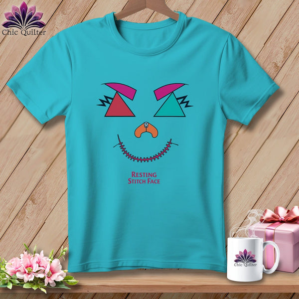 MyDesigns Physical Item S / Lagoon Blue Psychedelic Face - Resting Stitch Face ~ Premium Tee