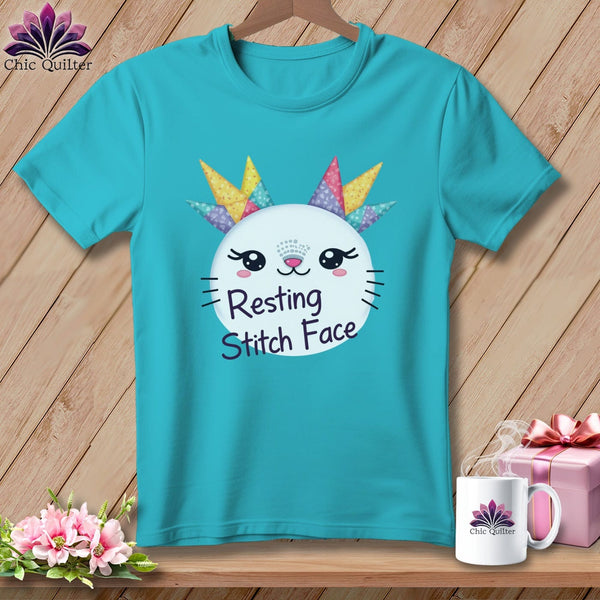 MyDesigns Physical Item S / Lagoon Blue Quirky Impact - Resting Stitch Face ~ Premium Tee