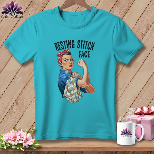 MyDesigns Physical Item S / Lagoon Blue Rosie the Binder - Resting Stitch Face ~ Premium Tee