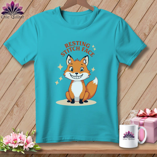 MyDesigns Physical Item S / Lagoon Blue Silly Fox - Resting Stitch Face ~ Premium Tee