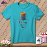 MyDesigns Physical Item S / Lagoon Blue Twisted - Resting Stitch Face ~ Premium Tee