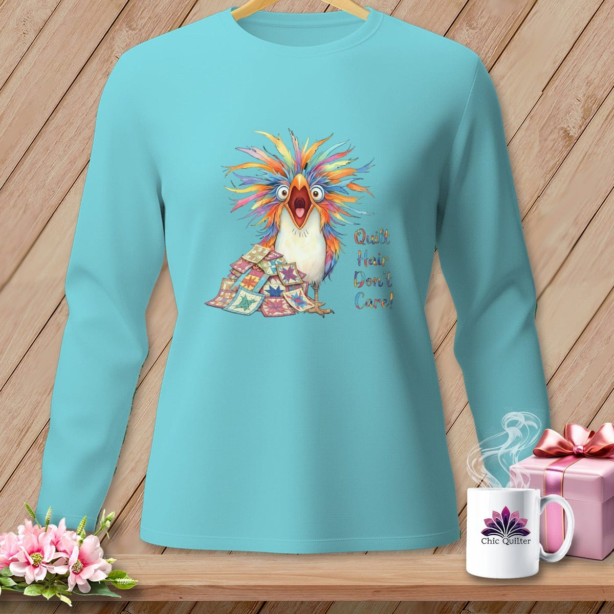 MyDesigns Physical Item S / Lagoon Quilt Hair Don’t Care ~ Chaos Finch ~ Long Sleeve Tee