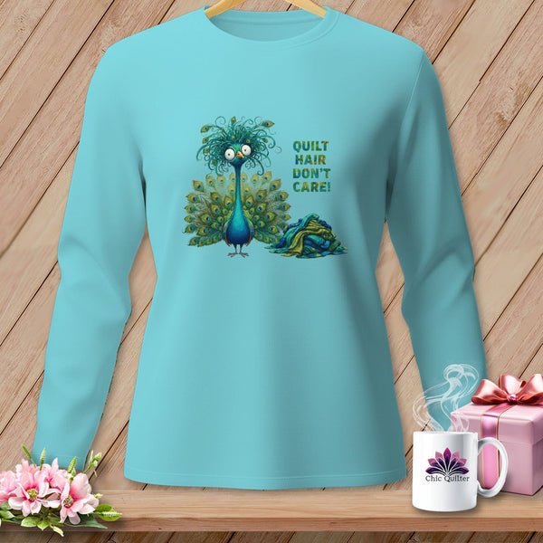 MyDesigns Physical Item S / Lagoon Quilt Hair Don’t Care ~ Lady Plumeadora ~ Long Sleeve Tee