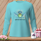 MyDesigns Physical Item S / Lagoon Quilt Hair Don’t Care ~ Ziggy Bobbin ~ Long Sleeve Tee