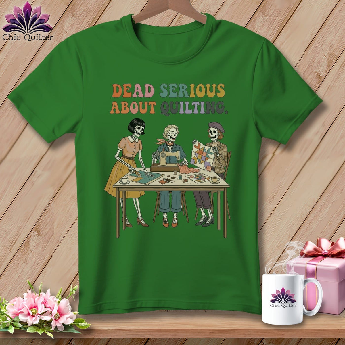 MyDesigns Physical Item S / Leaf Dead Serious About Quilting. ~ Relaxed Fit Tee