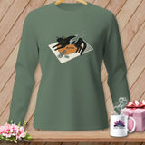 MyDesigns Physical Item S / Light Green HELPING ~ Cat on the Cutting Mat ~ Long Sleeve Tee