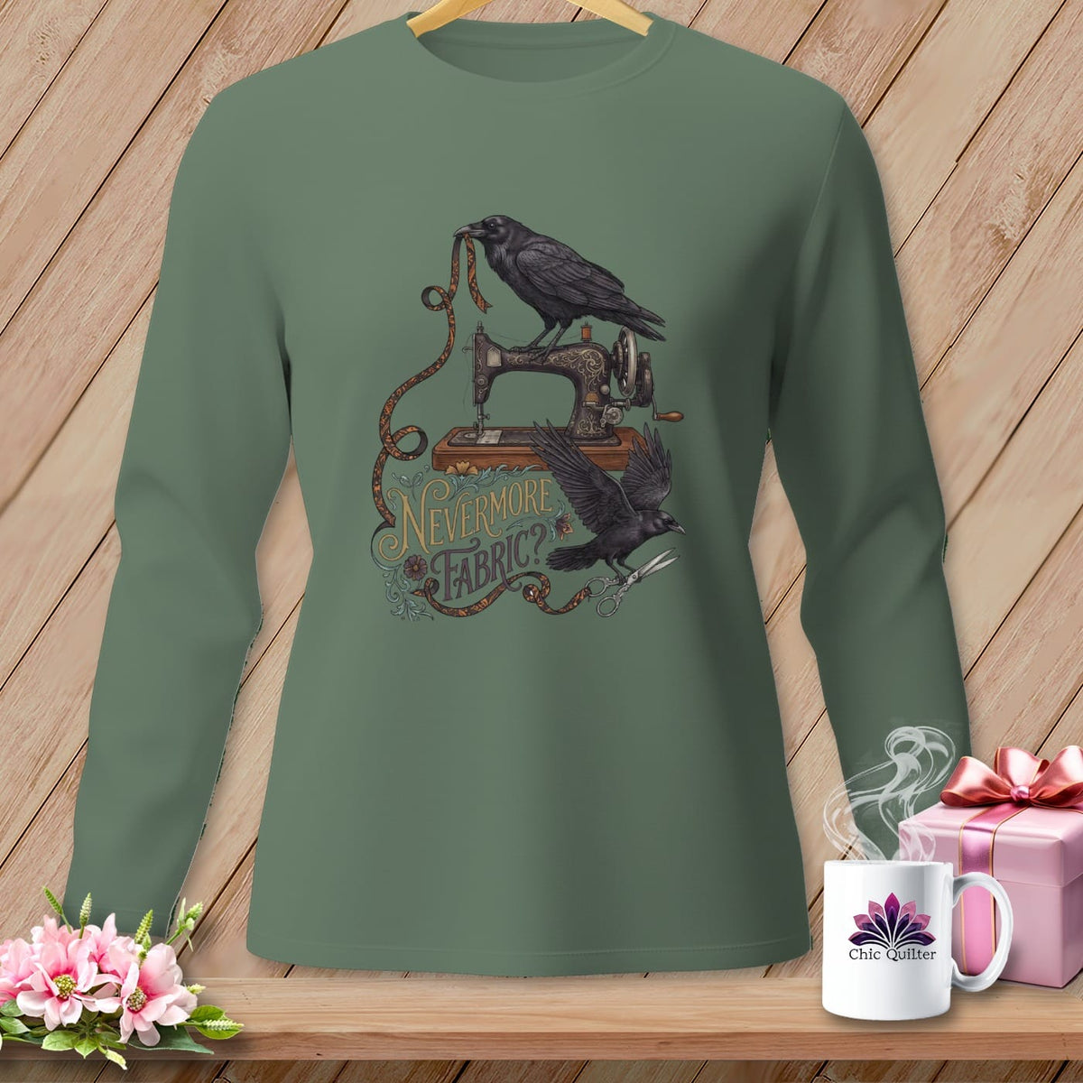 MyDesigns Physical Item S / Light Green Nevermore Fabric? ~ Long Sleeve Tee