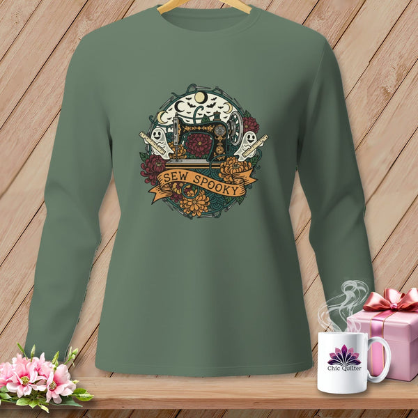 MyDesigns Physical Item S / Light Green Sew Spooky ~ Gold Machine ~ Long Sleeve Tee