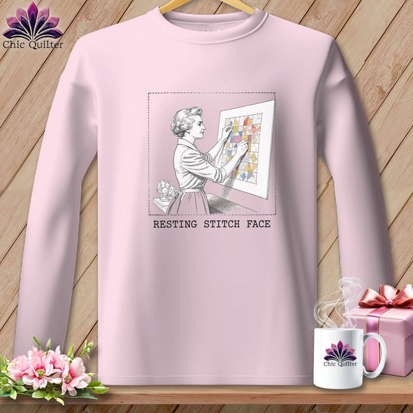 MyDesigns Physical Item S / Light Pink El-Seam--Nor Roosevelt - Resting Stitch Face ~ Long Sleeve Tee