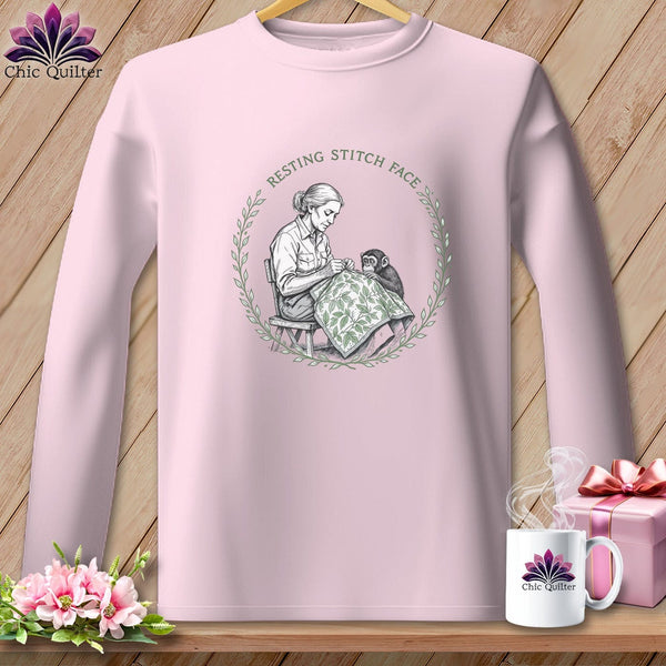 MyDesigns Physical Item S / Light Pink Jane Good-stitch - Resting Stitch Face ~ Long Sleeve Tee