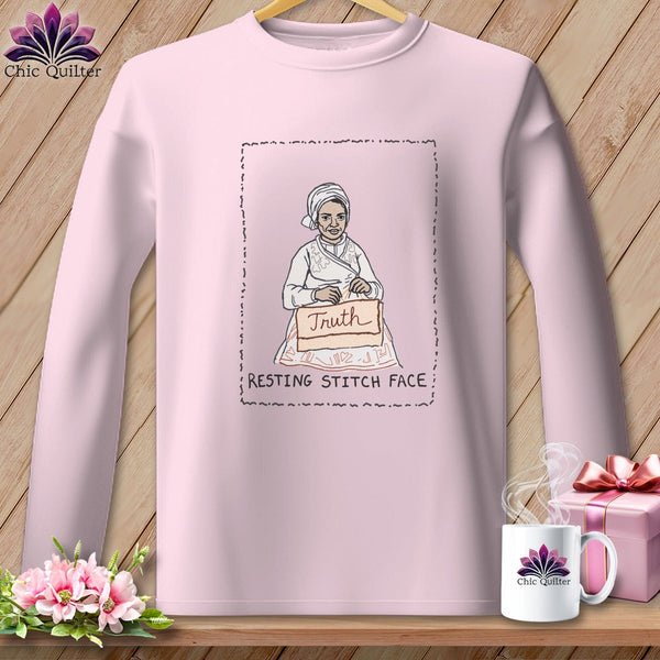MyDesigns Physical Item S / Light Pink Sewjourner Truth - Resting Stitch Face ~ Long Sleeve Tee