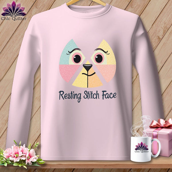MyDesigns Physical Item S / Light Pink Stitchy Face - Resting Stitch Face ~ Long Sleeve Tee