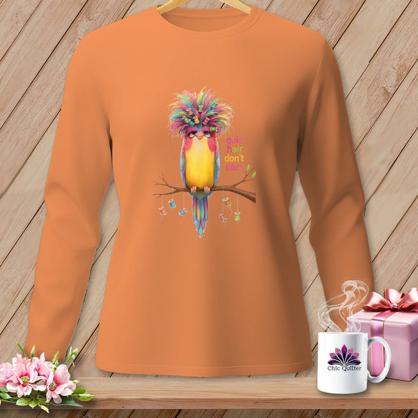 MyDesigns Physical Item S / Melon Quilt Hair Don’t Care ~ Curlene Spoolworth ~ Long Sleeve Tee