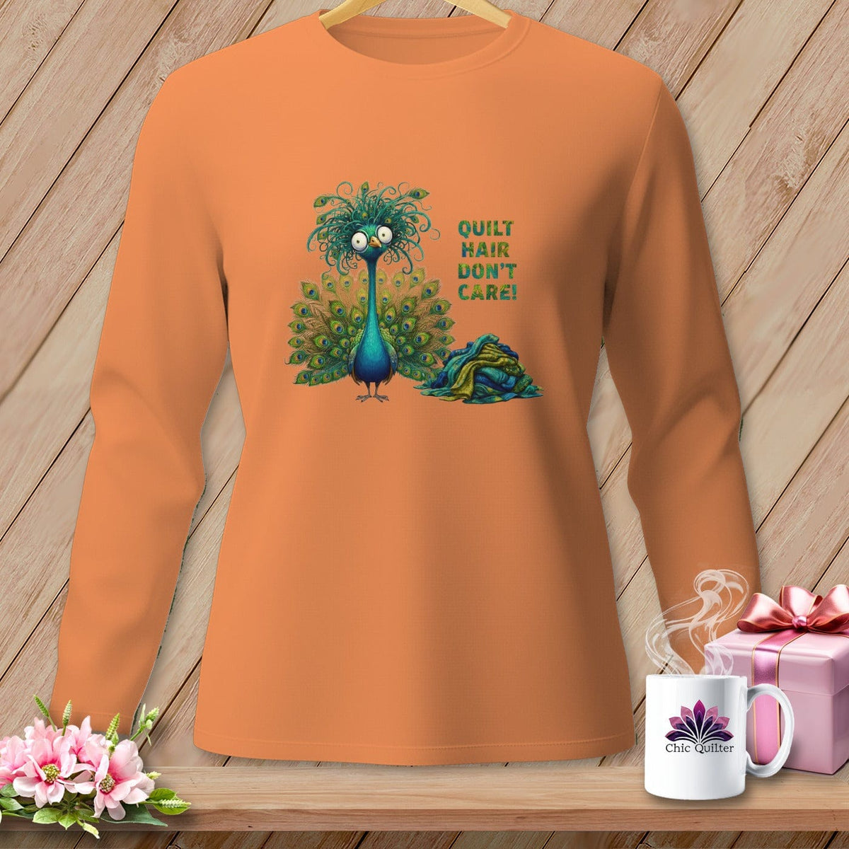 MyDesigns Physical Item S / Melon Quilt Hair Don’t Care ~ Lady Plumeadora ~ Long Sleeve Tee