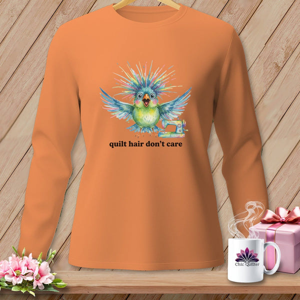 MyDesigns Physical Item S / Melon Quilt Hair Don’t Care ~ Ziggy Bobbin ~ Long Sleeve Tee